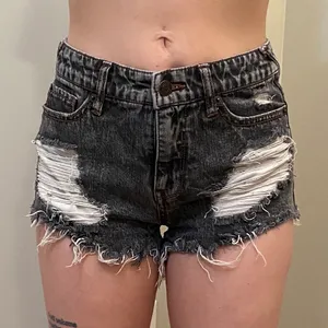 Mossimo Supply Co Black Distressed Jean Shorts thumbnail 1