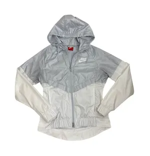 Nike Windbreaker Jacket Blue White Full Zip Hooded Jacket Size Women's XS thumbnail 1
