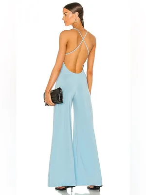 NORMA KAMALI x REVOLVE Slip Low Back Jersey Jumpsuit in Powder Blue Sz. XS thumbnail 4