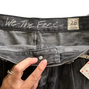 New FREE PEOPLE Sidecar Mini Denim Skirt Sanded Black Grey Size 28 UK10 ($78)‎ thumbnail 3
