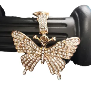Rhinestone Butterfly Keychain Goldtone Gold thumbnail 1