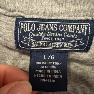 Polo Jeans Company Long Sleeve Ruffle V-Neck Top - Gray thumbnail 3