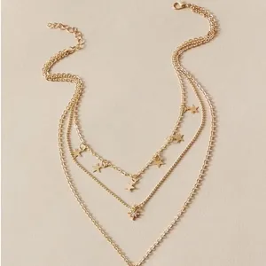 Dainty Star Rhinestone Moon Charm Layered Necklace thumbnail 4