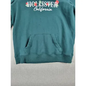 Hollister Womens Sweatshirt Size M Forest Green Hoodie Pullover Kangaroo Pocket thumbnail 9