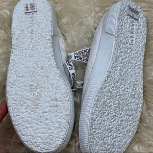 Superga White Slip On Backless Sneakers Logo Laces 39/7 thumbnail 6