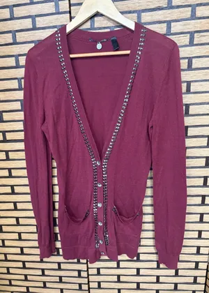 BKE Burgundy Studded Caridgan Size Small‎ thumbnail 1