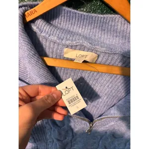LOFT BLUE QUARTER ZIP PULLOVER SZ SMALL NWT thumbnail 2