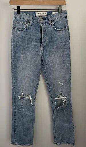 Aritzia Denim Forum 26 Arlo High Rise Straight‎ Jeans Distressed Organic Cotton thumbnail 1