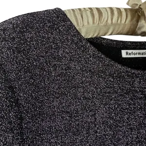 Reformation Dress M Riley‎ Fit & Flare Long Sleeve Metallic Dress Sparkly LBD thumbnail 7