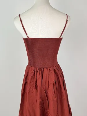 NWOT Farm Rio Cotton Burgundy Sleeveless Midi Dress Size XS thumbnail 8