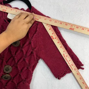 Leifsdottir XS Lisel Cardigan‎ Burgundy Wool Knit Peplum Goblin Viking Valentine thumbnail 10