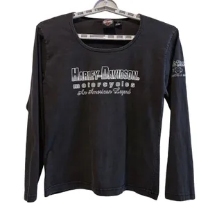 Harley-Davidson Long Sleeve Graphic‎ Tee Black Twin Cities Lakeville MN Womens L thumbnail 1