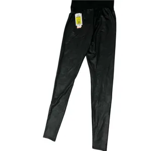Kohl's Black Faux Leather Maternity Leggings with High Waist Panel thumbnail 2