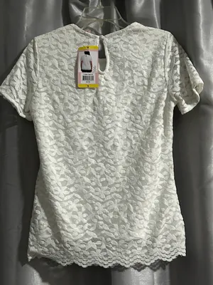 Women's White Lace Short Sleeve Blouse thumbnail 2