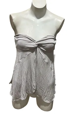 Free People Intimately Strapless Twist Front Tunic Top Womens M Gray Sheer thumbnail 1