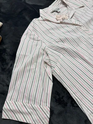 Dressbarn pink and white striped button up shirt with tie Size XXL #preppy #stripedshirt thumbnail 6