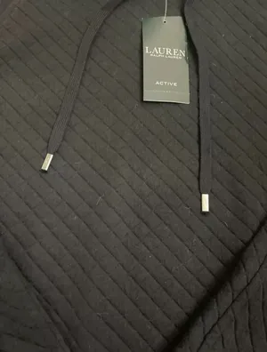 Ralph Lauren NWT Hoodie Womens Large Black Quilted Pullover Drawstrings thumbnail 4