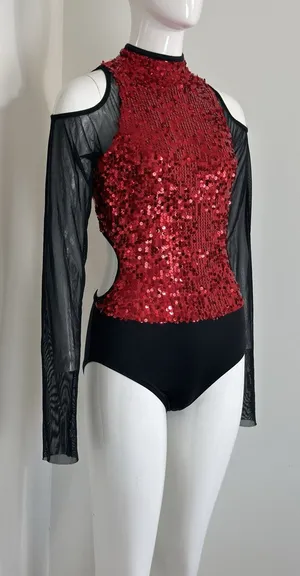 Weissman Dance Leotard Women’s Adult Medium MA Sequin Costume Long Sleeve thumbnail 1