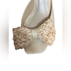 Schutz Lienne Straw Sandal Kitten Heel Nib Size 8 thumbnail 5