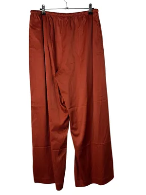 Banana Republic Rust Orange Crinkle Satin Pull On Wide Leg Pants M thumbnail 3