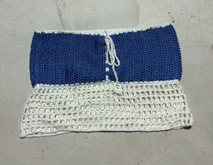 Edikted Blue and white Crochet top strapless XS/S thumbnail 1