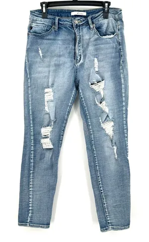 Kancan Size W 15 31 Distressed Blue Jean Denim Pants Skinny Fit Light Wash‎ thumbnail 1