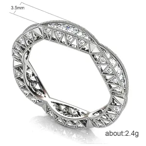 Boutique NEW Women's Gold‎ Plated Silver Eternity Simulated Diamond Band Ring Sz 10 thumbnail 4
