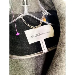 BCBGeneration Women's Wool Blend Knit Trim Trench Coat Black Gray Size Medium thumbnail 5