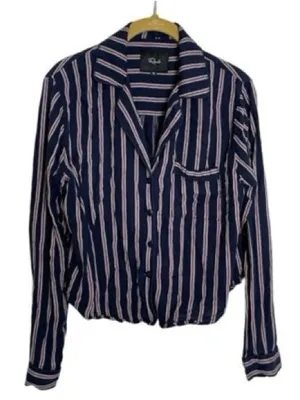 Rails Camden Stripe Navy Button Up Blouse Top Small thumbnail 10