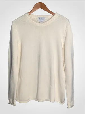 Westbound Women's Cream Cotton Crewneck Sweater Medium thumbnail 1