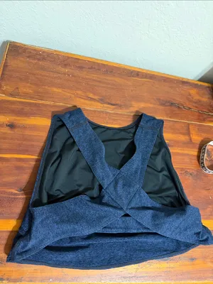 Free People FP Movement Heathered Blue Cross Back High Neck Cropped Tank thumbnail 5