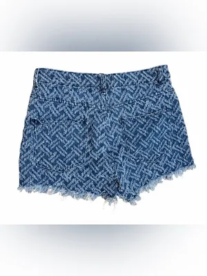 Adika Blue Chevron-Patterned Distressed Denim Shorts thumbnail 2