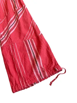 Urban Outfitters Red Striped Wide Leg Linen Pants Cargo Bohemian X-Small Women's thumbnail 12