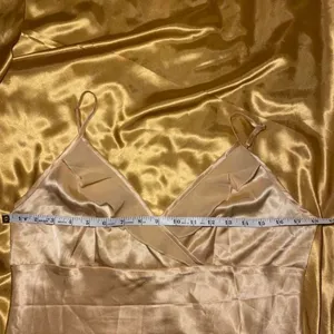 Gold Satin Slip Dress with Ruffle Hem thumbnail 5