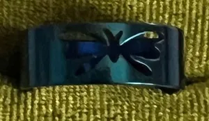 Butterfly Silhouette Stainless Steel Blue Polished Finish 6mm Band Size 6 thumbnail 1