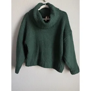 Anthropologie Pilcro Chunky Green Cowl Neck Sweater Oversized Slouchy Cozy Small thumbnail 4