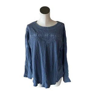 NWOT FREE PEOPLE Crochet Long Sleeve Top In Pacific Coast thumbnail 4