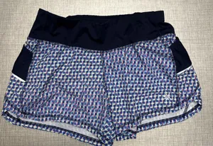 Athleta Vivid Ready Set‎ Go Blue Geometric Print Athletic Running Shorts Size Xs thumbnail 1