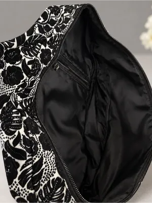 Ambry Bella New Sling Bag Black/White Floral Adjustable Strap 2 Matching Pouches thumbnail 5