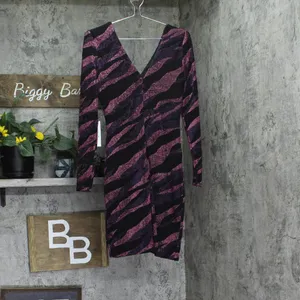NWT Siena Metallic Side-Twist Long Sleeve Faux Wrap Mini Dress Purple Multi 8 thumbnail 6