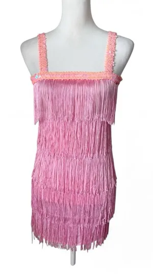 Pink Fringe Flapper Dress thumbnail 1