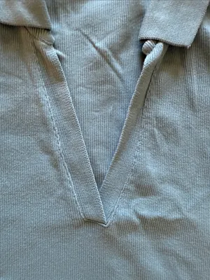 Zara Pale Blue Collared Crop Polo thumbnail 3