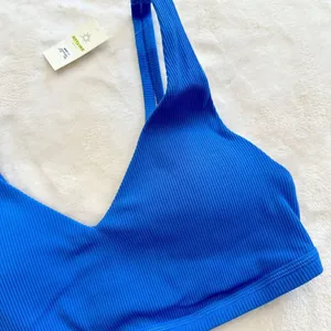 NWT Offline by Aerie Goals Blue Ribbed Padded Sports Bra - Size: Medium thumbnail 2