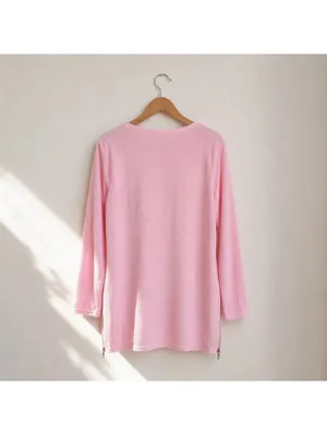 Soft Pink Long Sleeve Nightgown Women's Size Small Cozy Sleepwear Lounge Dress thumbnail 2