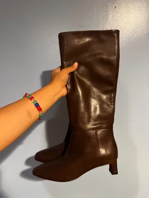 Vince Harlan Leather Knee-High Boots Cocoa Brown Size 8 thumbnail 4