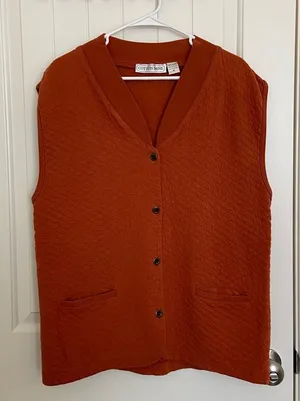 Vintage Cotton Mine women’s cotton quilted stitched fashion button vest‎ medium thumbnail 1