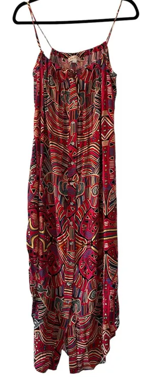 Mara Hoffman Tribal Mola Geometric Button Front Maxi Dress Size L thumbnail 1