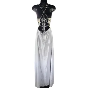 Lucy in the Sky Embroidered Floral Cutout Maxi Dress in Grey Sz M Fairy Corset thumbnail 4