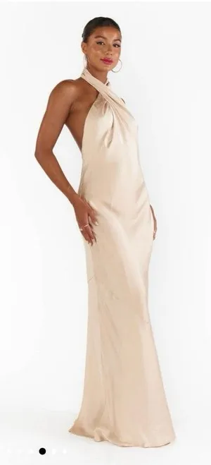 Show Me Your Mumu Gold Jasmine Halter Maxi Dress Size‎ Small thumbnail 1