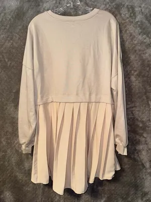 English Factory Long Sleeve Pleated Mixed Media Sweater Dress thumbnail 8